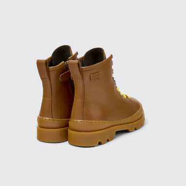 Back view of Twins Brown Leather Ankle-Boots for Kids.