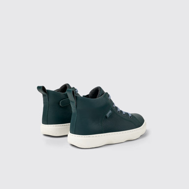 Back view of Kiddo Dark green leather ankle boots for kids