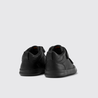 Back view of Pursuit Black leather and textile sneakers for kids