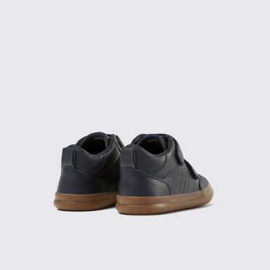 Back view of Pursuit Blue leather and textile sneakers for kids