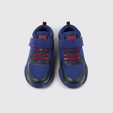 Overhead view of Driftie Navy blue nubuck and textile ankle boots