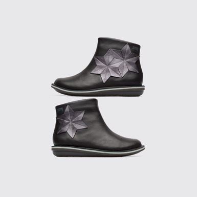 Side view of Twins Black TWINS zip boot for girls