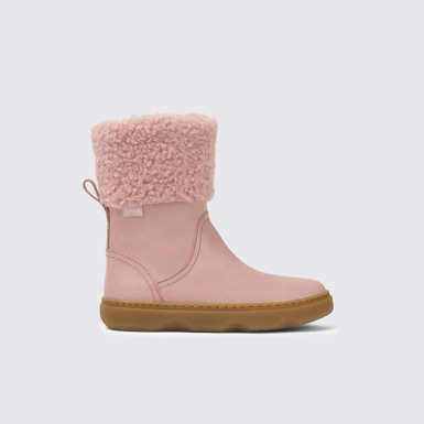 Side view of Kiddo Pink leather boots