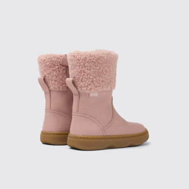 Back view of Kiddo Pink leather boots