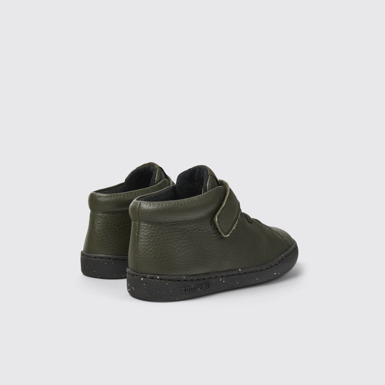 Back view of Peu Touring Green leather ankle boots for kids