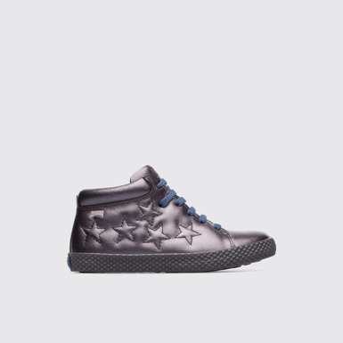 Side view of Pursuit Grey metallic ankle boot for girls