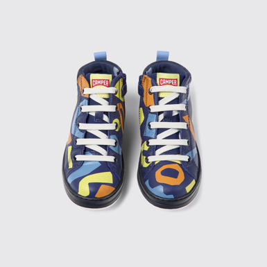 Overhead view of Twins Multi-colored leather and textile boots