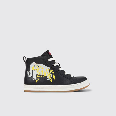 Side view of Twins Multicolor Leather Sneaker Booties for Kids.