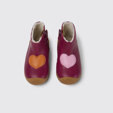 Overhead view of Twins Pink leather ankle boots