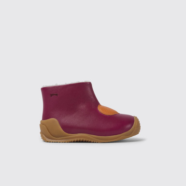 Side view of Twins Pink leather ankle boots
