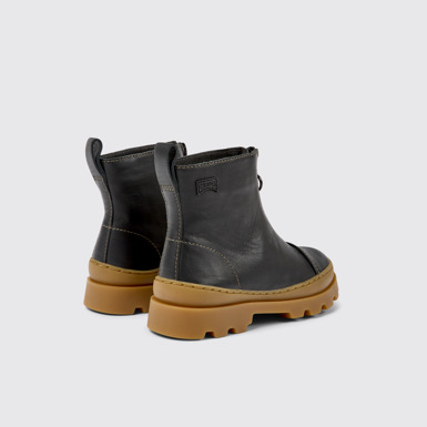 Back view of Brutus Black leather zip-up boots