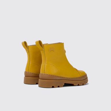 Back view of Brutus Yellow leather zip-up boots