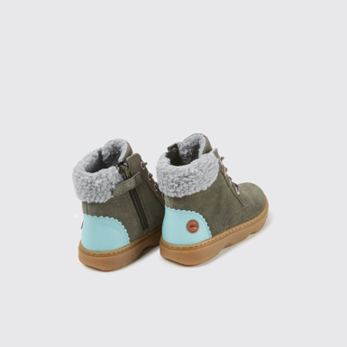 Back view of Kiddo Dark green ankle boots