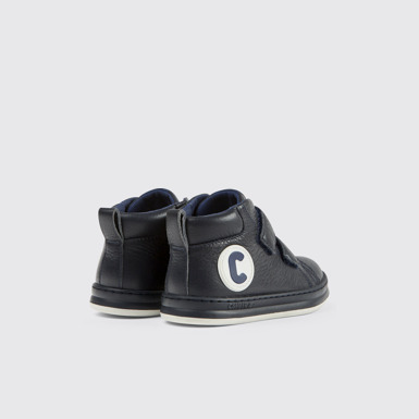 Back view of Runner Dark blue leather sneakers