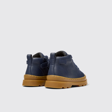 Back view of Brutus Blue Leather Ankle Boots for Kids.