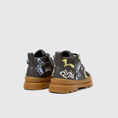Back view of Twins Multicolor leather ankle boots for kids