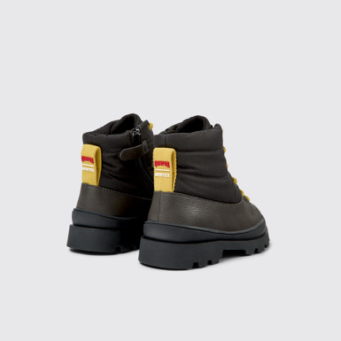 Back view of Brutus Grey leather and textile boots