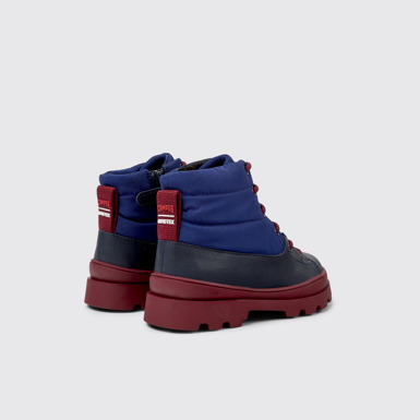 Back view of Brutus Blue leather and textile boots