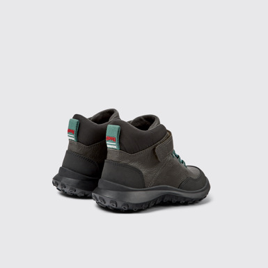 Back view of CRCLR Grey leather and textile ankle boots