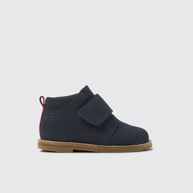 Side view of Savina Blue nubuck boots