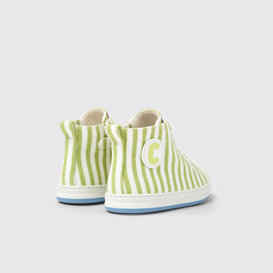 Back view of Runner Green and white textile sneakers for kids