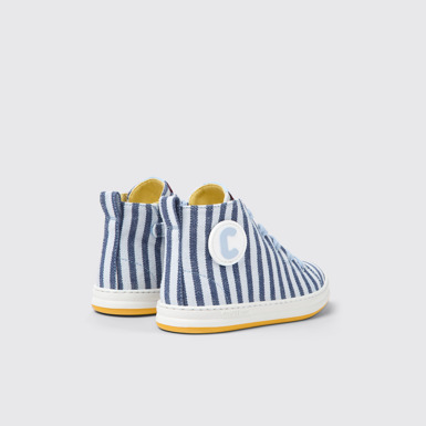 Back view of Runner Blue and white textile sneakers for kids