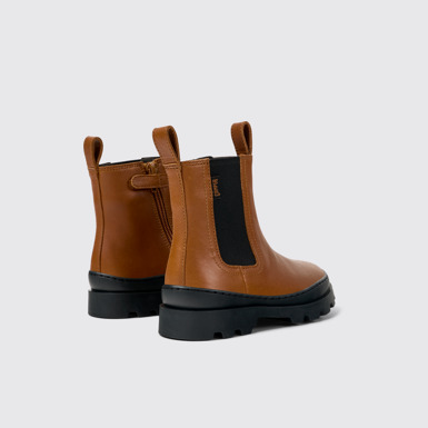 Back view of Brutus Brown leather Chelsea boots for kids