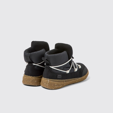 Back view of Ergo Black textile ankle boots for kids