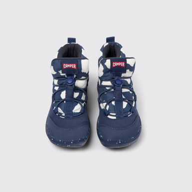 Ergo Blue and white textile ankle boots for kids