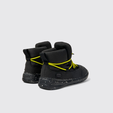 Back view of Ergo Black textile ankle boots for kids