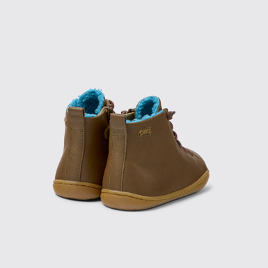 Peu Bottines en cuir marron pour enfant