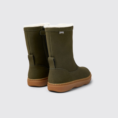 Back view of Kiddo Green nubuck boots for kids
