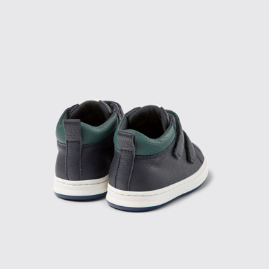 Back view of Runner Navy blue leather sneakers for kids