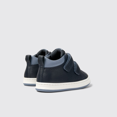 Back view of Runner Blue and gray leather sneakers for kids