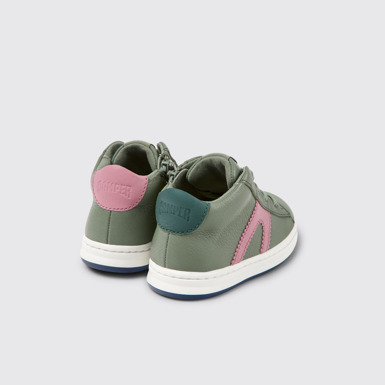Back view of Twins Green leather sneakers for kids