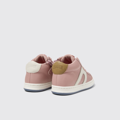 Back view of Twins Pink leather sneakers for kids