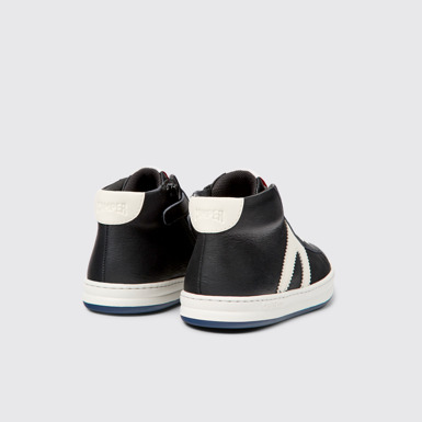 Back view of Runner Black and white leather sneakers for kids