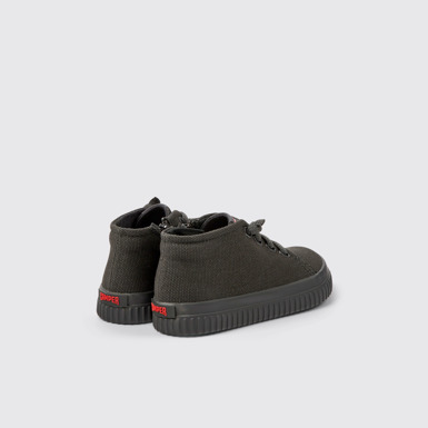 Back view of Peu Roda Dark gray textile sneakers for kids