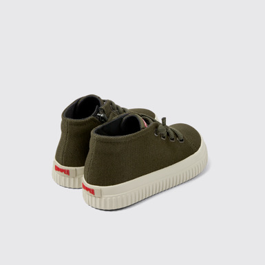 Back view of Peu Roda Green textile sneakers for kids