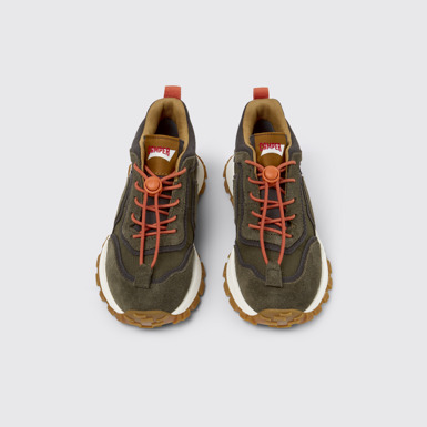 Overhead view of Drift Trail Multicolor Textile and Nubuck Sneaker Booties for Kids.