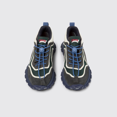 Overhead view of Drift Trail Multicolor Textile and Nubuck Sneaker Booties for Kids.