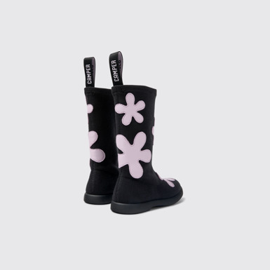 Back view of Duet Black and purple TENCEL™ Lyocell/leather boots