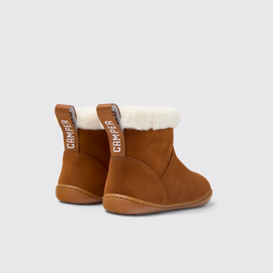 Back view of Peu Brown Nubuck Ankle Boots for Kids.