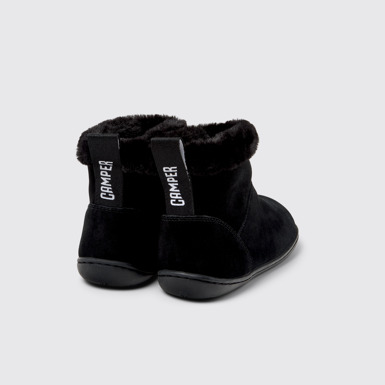 Back view of Peu Black Nubuck Ankle Boots for Kids.