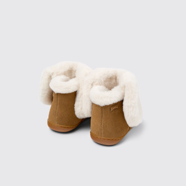 Back view of Twins Brown nubuck and textile ankle boots for kids