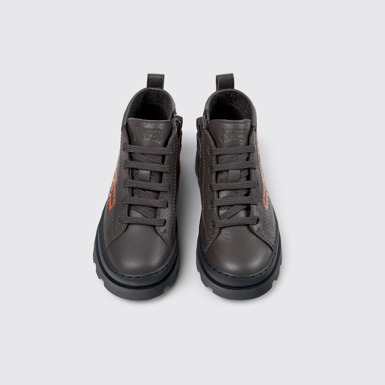Overhead view of Brutus Multicolor Leather Ankle Boots for Kids.