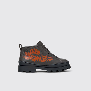 Side view of Brutus Multicolor Leather Ankle Boots for Kids.