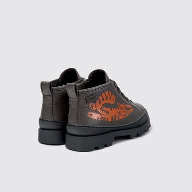 Back view of Brutus Multicolor Leather Ankle Boots for Kids.