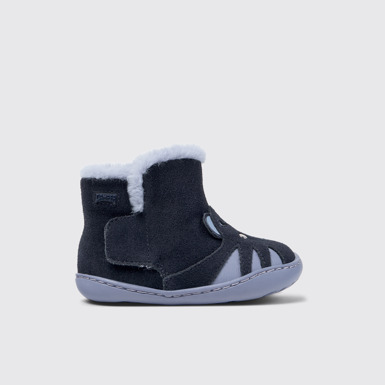 Side view of Peu Multicolor Nubuck and Leather Ankle Boots for Kids.