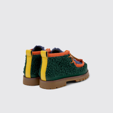 Back view of Bobo Choses x Camper Multicolor Textile and Leather Ankle Boots for Kids.